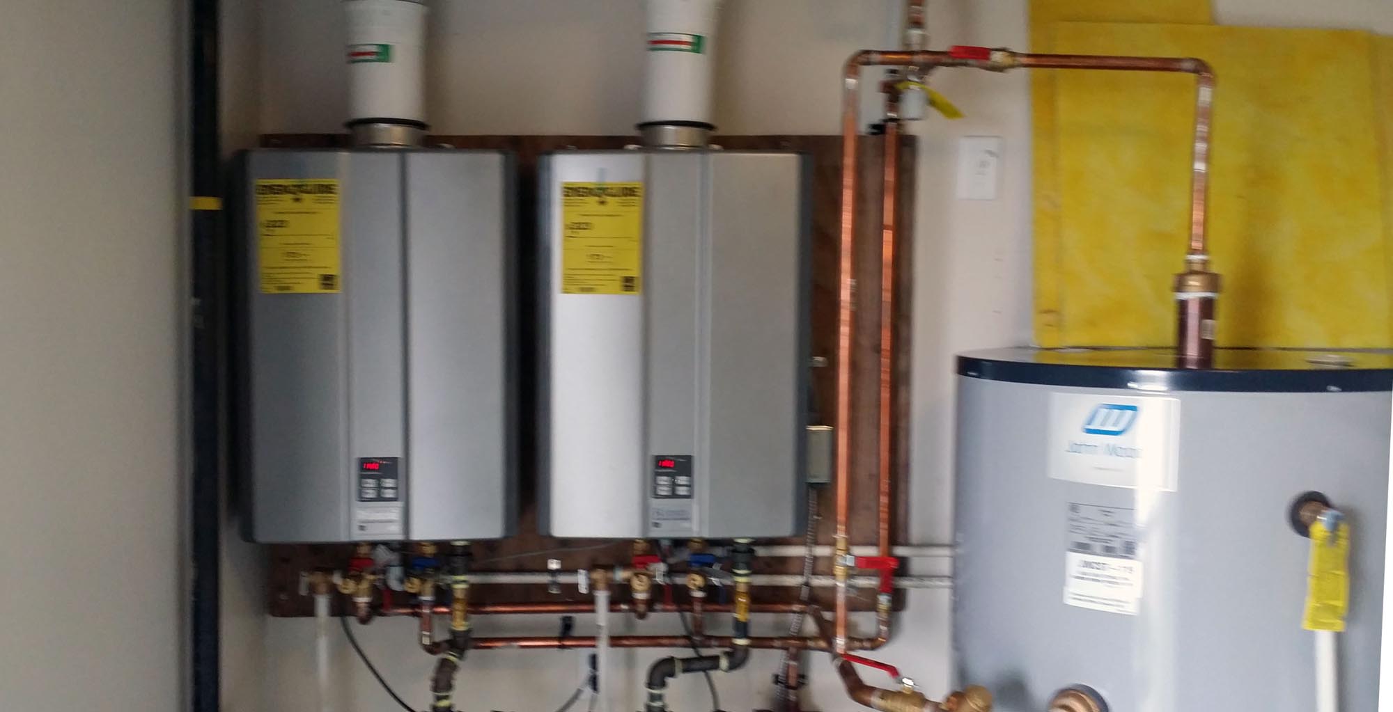 Two Rinnai Tankless Hot Water Heaters
